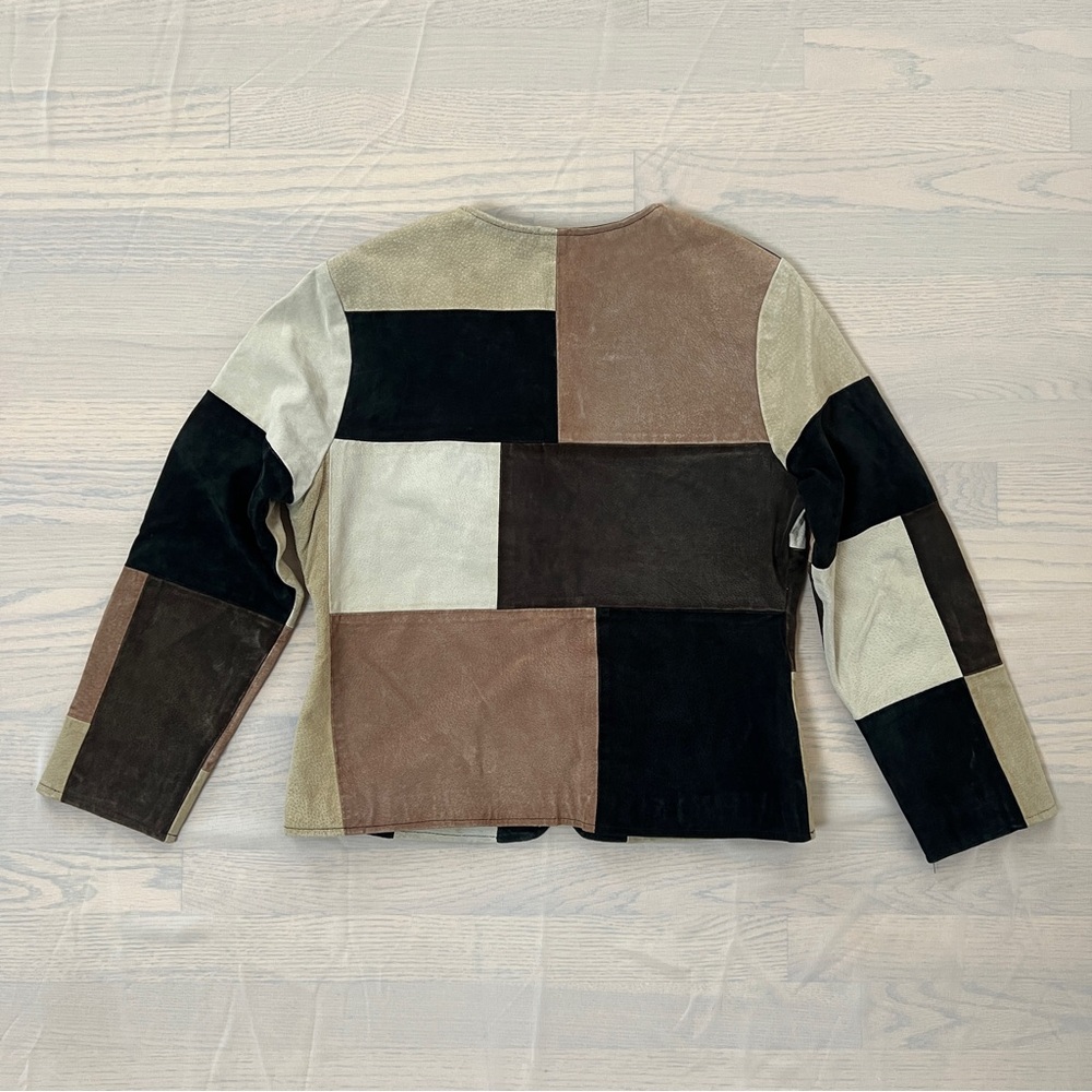 90s Neutral Leather Patchwork Jacket - image 5